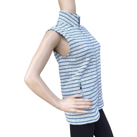 Vineyard Vines XS Vest Blue White Stripe Knit Zip Fleece Mock Neck Sweater - Picture 5 of 8